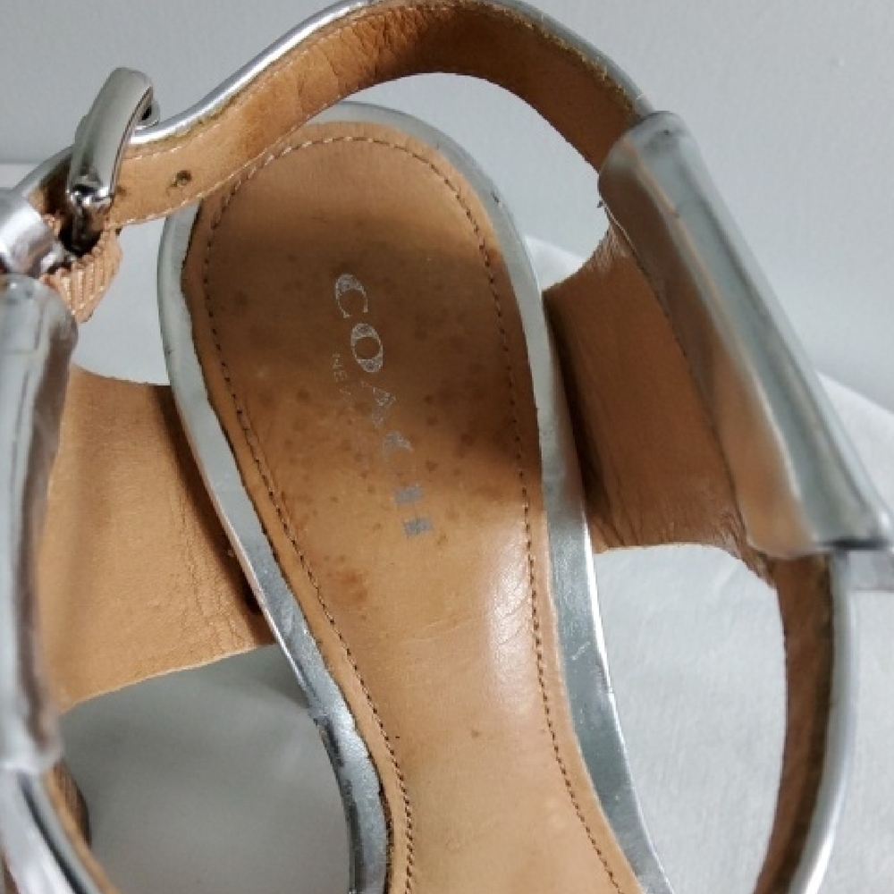 Coach Silver Block Heel Sandals - Picture 2 of 12